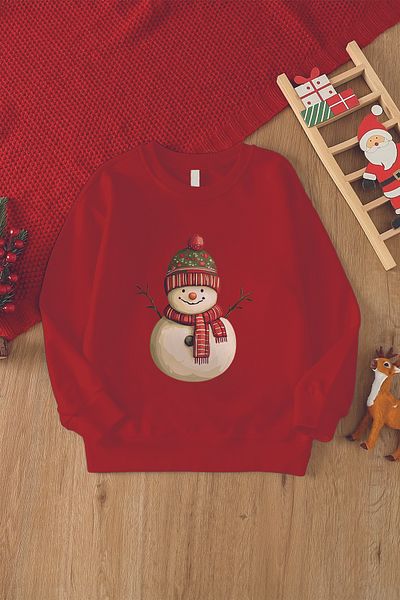 MYADA Christmas Scarf Snowman Printed Oversize Children's Sweatshirt 23112