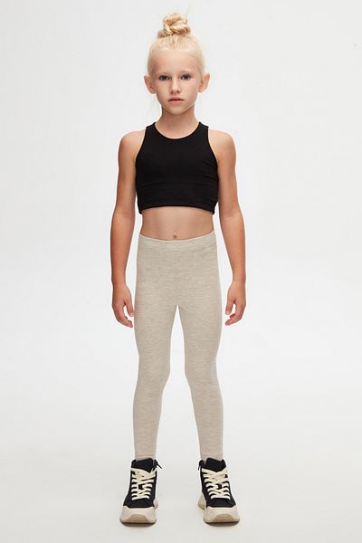 LOVETTI Dark Beige Melange Summer Leggings for Girls - Basic Model
