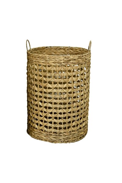HONEYBEE Cylindrical Portable Eco Friendly Bamboo Laundry Basket with Handle