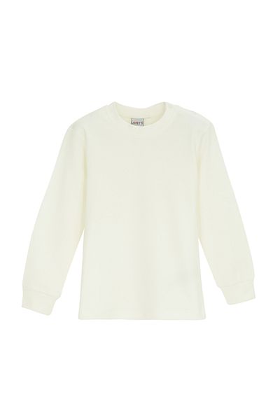 LOVETTI Girl'S Ecru Long Sleeve t-Shirt - Snap faStener, Crew Neck, Winter