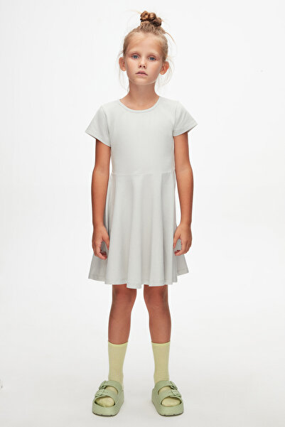 LOVETTI SmoKe Grey Short Sleeve Basic Dress for Girl