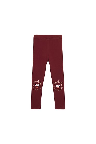 LOVETTI Claret Red Crazy Eyes Printed Winter Hooded Leggings for Girls