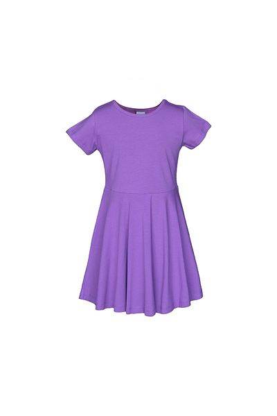 LOVETTI Light Purple Girl's Plain Basic Short Sleeve Dress
