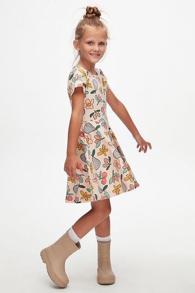 LOVETTI Patterned Short Sleeve Girl's Dress - Sketchbook
