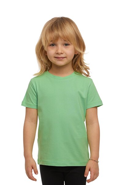 LOVETTI Tricou unisex verde pastel pentru copii - decolteu, mânecă scurtă