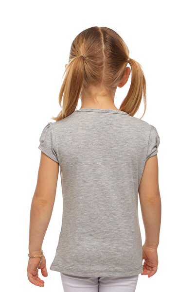 LOVETTI Light GrAy WAtermelon Sleeve T-shirt - Girl, Crew NecK Basic Model