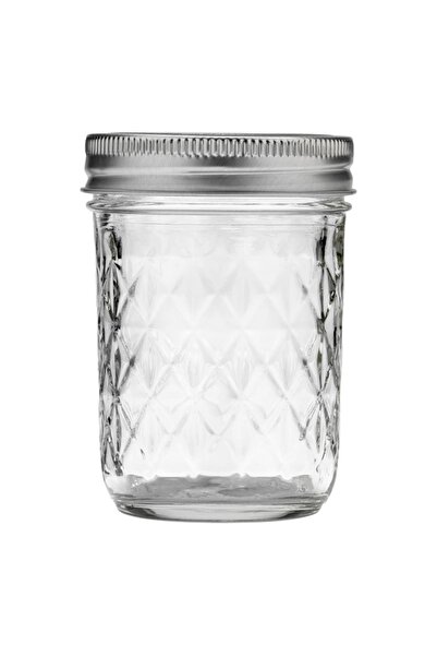 Ball برطمانات جيلي زجاجية كريستالية مبطنة مكونة من 12 قطعة مع أغطية سعة 236.5 مل