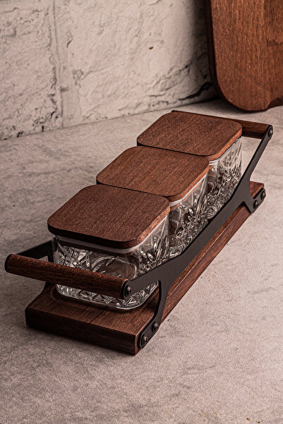 Snippy Grade Milla 230 ml Wooden Snack Bowl with Square 4 Pieces Trays and Cam Breakfast