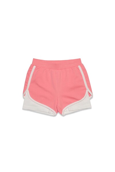 LOVETTI Somon-ekru Iki Iplik Beli Ribanalı Kız Çocuk Şort