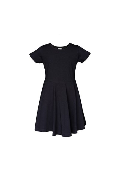 LOVETTI Basic Girl's Dress - BlacK Color, Short Sleeve