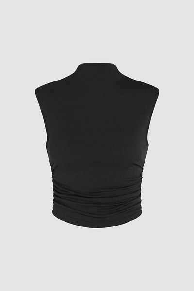 Hiccup Crop top cu jumătate de gât cu detaliu adunat