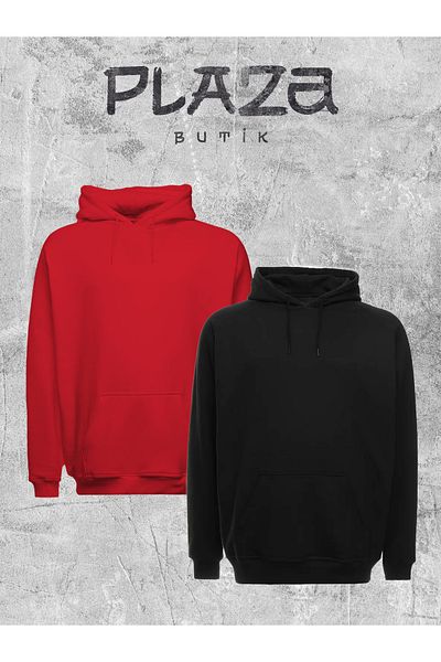 Plaza Butik Pachet de 2 hanorace supradimensionate cu glugă