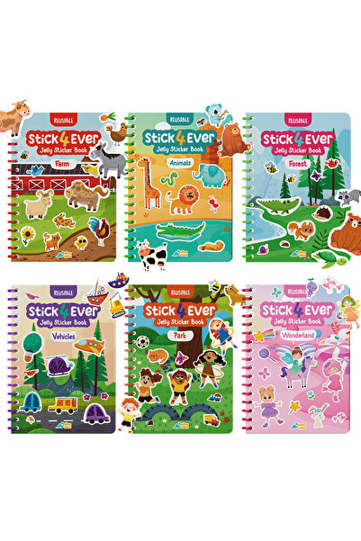 Neobebek Stick4ever Tak Çıkar Jelly Sticker Kitabı Süper Seti (6 KİTAP) - Tükenmeyen Sticker