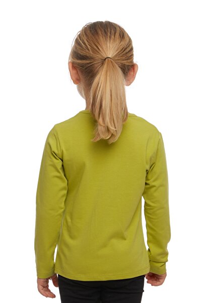 LOVETTI Oil Green Girl's Plain Basic Lycra Long Sleeve T-Shirt