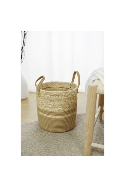 HONEYBEE Corn Husk and Cotton Lightweight Woven Storage Basket