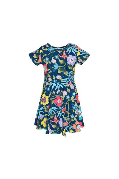 LOVETTI Macro Farm House Girl's Pattern Short Sleeve Flared Skirt Dress