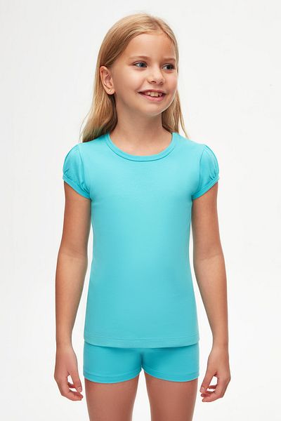 LOVETTI Light TurquoiSe zero CollAr WAtermelon Sleeve T-Shirt for GirlS