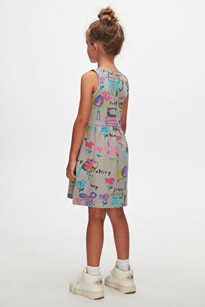 LOVETTI Girl - Chirping (GRAY) Patterned Sleeveless Dress