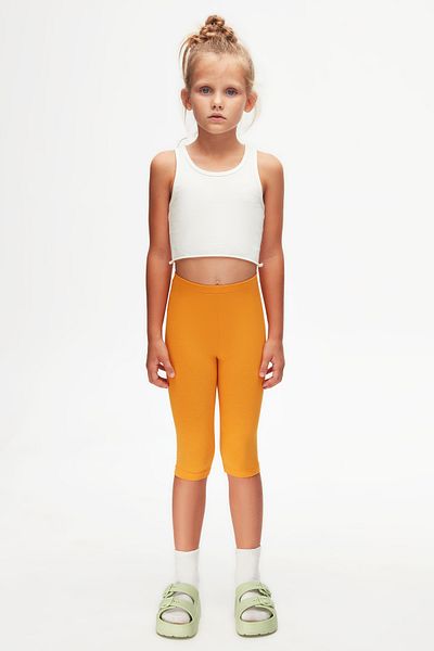 LOVETTI Yellow Kadmium Basic Tights for Girls - Capri Below the Knee