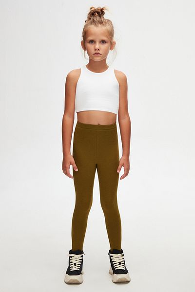 LOVETTI Olive Green Basic Summer Tights for Girls