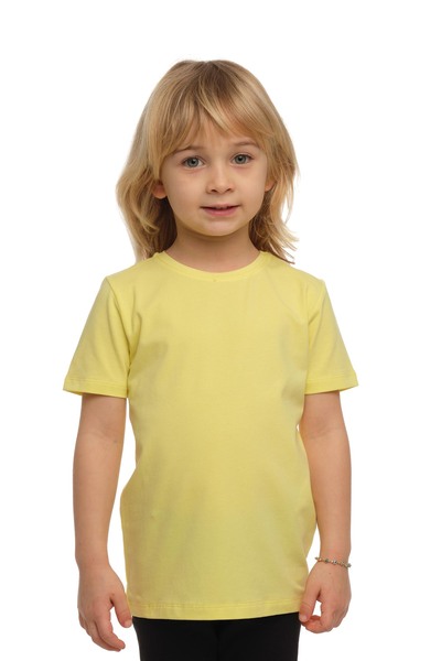 LOVETTI Унісекс дитяча футболка - світло-жовта, без коміра, з короткими рукавами