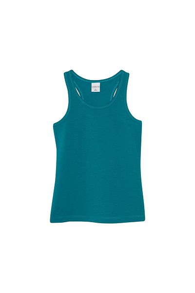 LOVETTI Dark Petrol Basic Girl's Back Gathered Swimming Tank Top