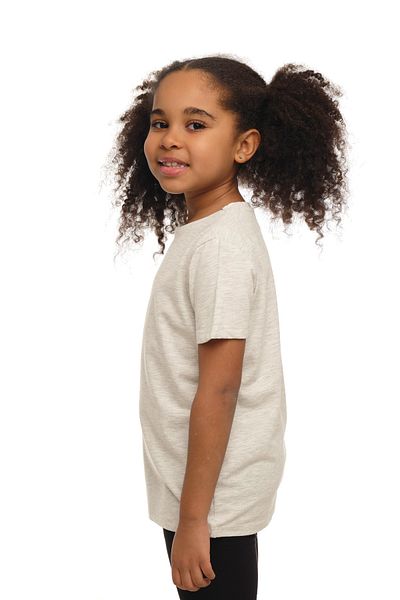 LOVETTI UniSex KidS T-Shirt - Light Beige MelAnge, Crew Neck, Short Sleeve