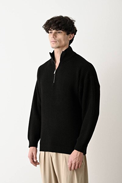 MARRAKECH Steel Knitted Oversize Half Zipper Sweater Kzk1902