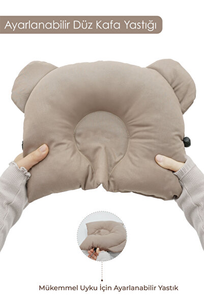 mordesign Ayarlanabilir Bebek Düz Kafa Yastığı, Yenidoğan Baş Yastık, Bebek Uyku Yastığı, Morbear Serisi