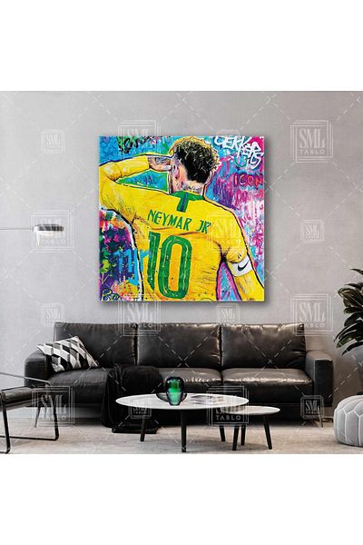 SML TABLO Βραζιλιάνος ποδοσφαιριστής Neymar Football Street Art Graffiti Τετράγωνος πίνακας σε καμβά