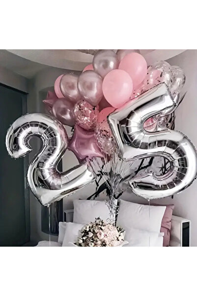 CUGY YETİŞKİNLERE ÖZEL DOĞUM GÜNÜ SÜSÜ SİYAH GÜMÜŞ PEMBE ÇİFT YAŞ RAKAMLI ŞIK...