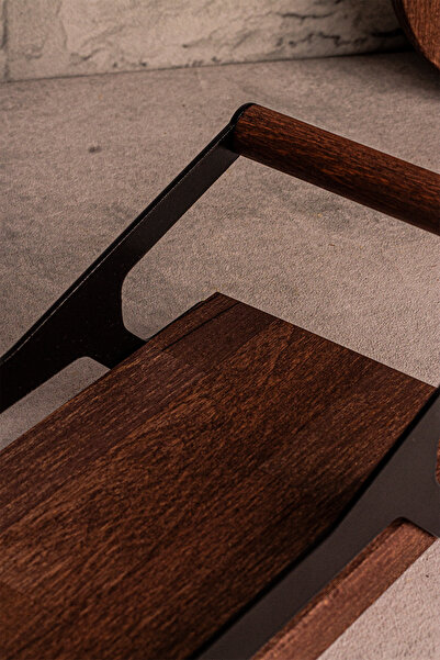 Snippy Elysia Timeless 4 Round Square Wooden Tray - Compatible Tea Coffee Presentation Tray with Metal Detail