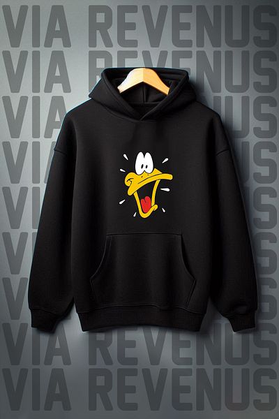 Vordevia Hanorac cu glugă cu glugă, cu 3 fire, imprimat Daffy Duck