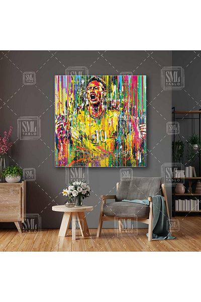 SML TABLO Θρυλικός ποδοσφαιριστής Neymar Brazil Street Art Graffiti Τετράγωνος πίνακας σε καμβά