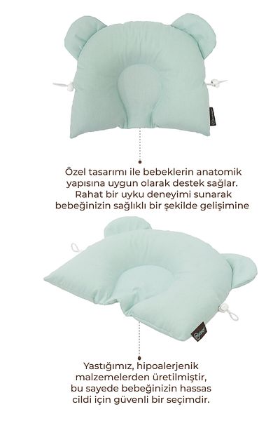 mordesign Adjustable Baby Flat Head Pillow, Newborn Head Pillow, Baby Sleeping Pillow, Morbear Series