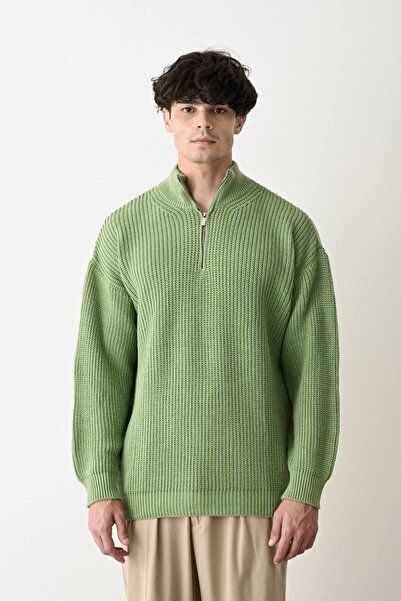 MARRAKECH Steel Knitted Oversize Half Zipper Sweater Kzk1902