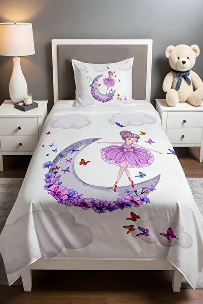 EVPANYA مجموعة بيكيه منقوشة باللون الأرجواني على شكل هلال