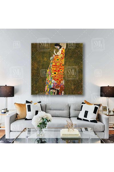 SML TABLO Gustav Klimnt Πίνακας Ελπίδας Ελπίδα με κλειστά μάτια Γυναίκα Έγκυος Έγκυος Τετράγωνος πίνακας σε καμβά