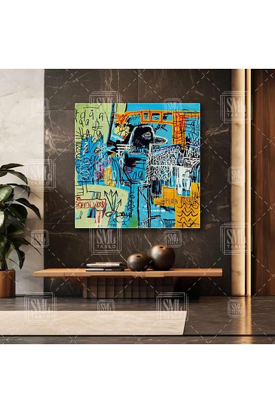 SML TABLO Jean Michel Basquiat Πίνακας πουλιών Σουρεαλιστικός Μοντέρνος Τετράγωνος Πίνακας Καμβά