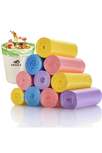 ARVALE 65X70 Lemon Scented Drawstring Large Size Garbage Bag - 100 Pieces (10 Packs) 60 Liters Garbage Bag