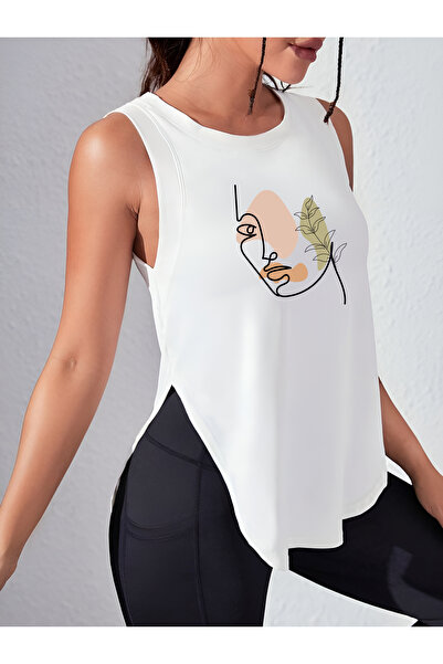 CDA Nude Linear Face White Women's Sports Undershirt