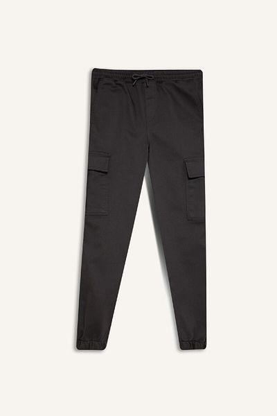 DeFacto Textured Jogger Pants - Regular Fit, Lace-Up Waist, Cargo Pocket E0884Ax24Wn