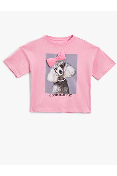 Koton Pamut rövid ujjú póló - kutyával és masnival, szűk nyakkal