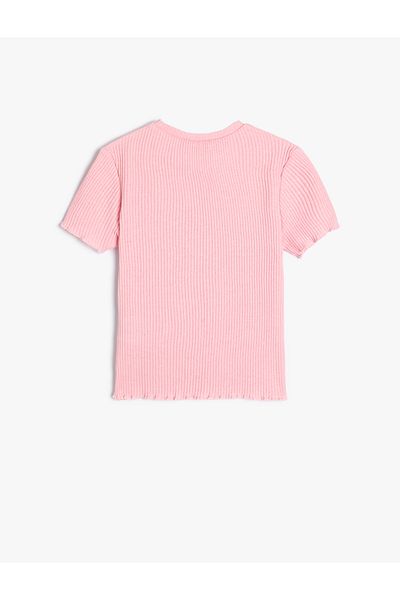 Koton T-Shirt Kurzarm Rundhals Gerippt Herz bedruckt