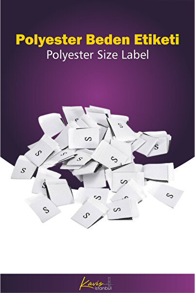 S Polyester Dokuma Beden Etiketi / Beyaz - 1000 Adet