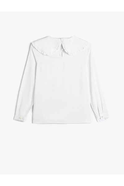 Koton Bluse mit weitem Babykragen und langen Ärmeln aus Viskosestoff