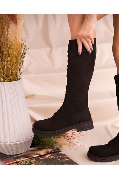 Kids Club Shoes Feles Black Boots Ghete Damă BLACK-SUET