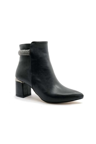 Kids Club Shoes Feles Ankle Stripe Stone Κλασικές Γυναικείες Μπότες ΜΑΥΡΟ