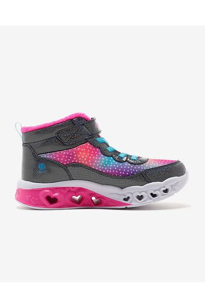 SKECHERS Flutter Heart Lights - Simple Big Girl's Navy Blue Lighted Boots 302677 L Nvmt