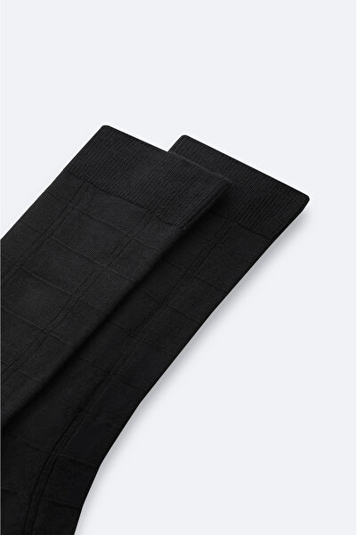 Avva Erkek Siyah Desenli Bambu Soket Çorap A42Y8513